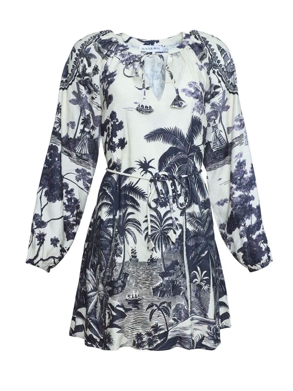 Hunter Bell Lisette Dress Bermuda Toile Tie Waist Dress Size Small